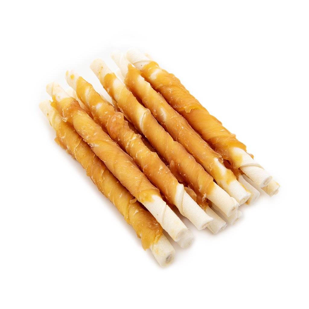 Chicken Wrapped Rawhide Twisted Stick