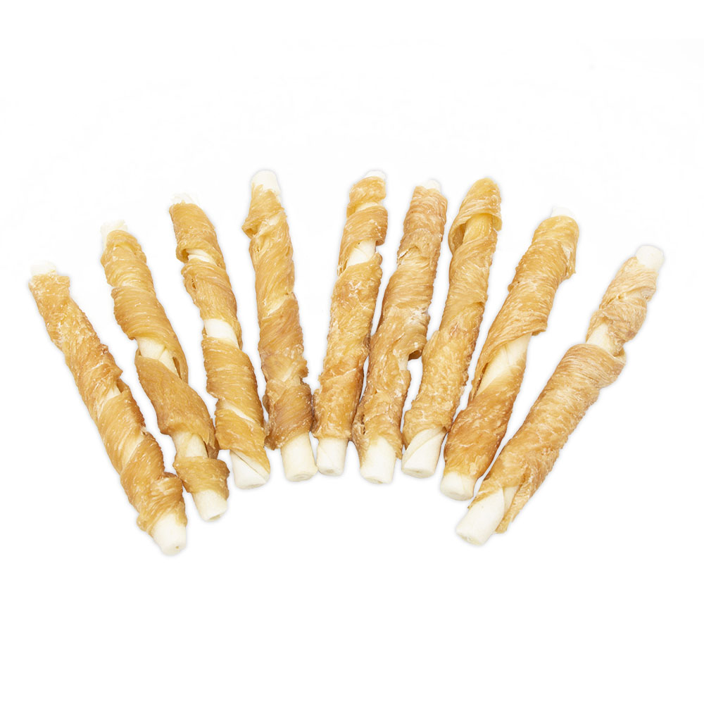 Pure Chicken Wrapped Rawhide Twisted Stick